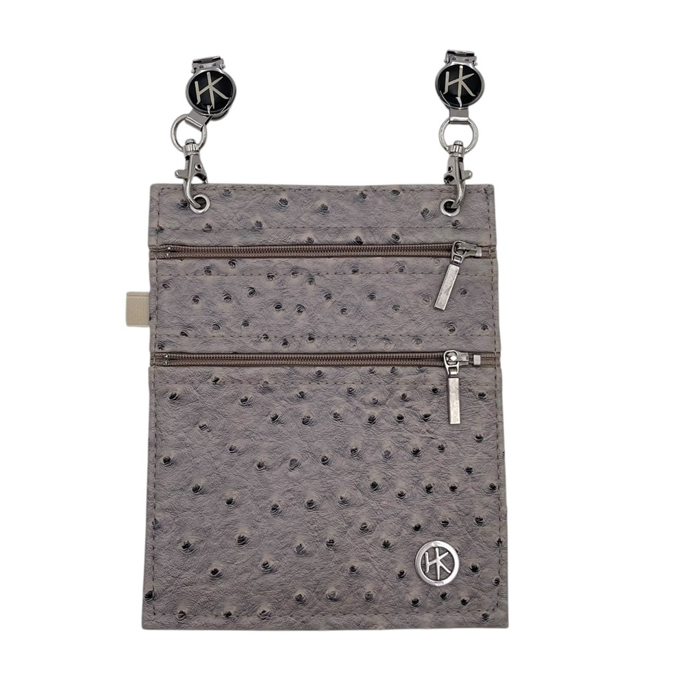 Hip Klips Clippable Pocket Vegan Faux Leather Ostrich Attachable Side Pocket Bag